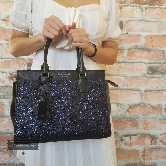 Kate spade Cameron MEDIUM satchel glitter BLUE bag - Picture 5 of 8